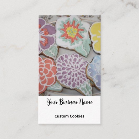 Aangepaste Cookies Bakkerij Elegante Foto Aangepas Visitekaartje (Voorkant)