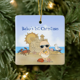 Aangepaste Cool Boy Beach Baby voor 1 Kerstmis Keramisch Ornament