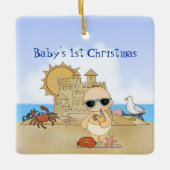 Aangepaste Cool Boy Beach Baby voor 1 Kerstmis Keramisch Ornament (Voorkant)