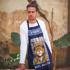 Aangepaste Cool Cat Retirement Gifts voor Visser P Schort