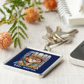 Aangepaste Cool Cat Retirement Gifts voor Visser P Sleutelhanger (Zijkant)