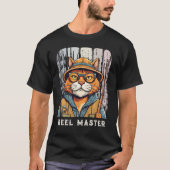 Aangepaste Cool Cat Retirement Gifts voor Visser P T-shirt (Voorkant)