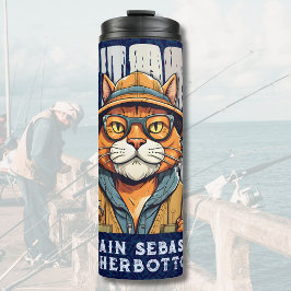 Aangepaste Cool Cat Retirement Gifts voor Visser P Thermosbeker