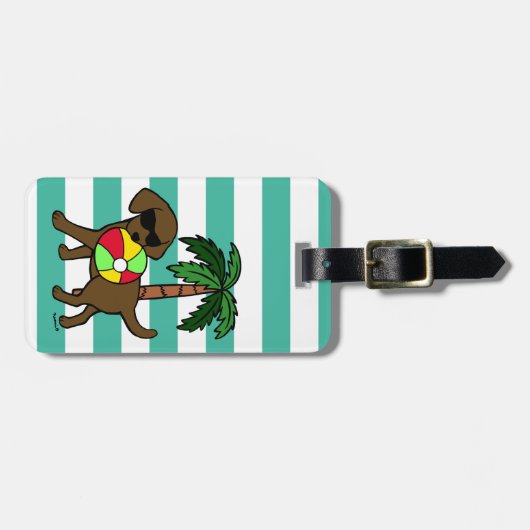 Aangepaste Cool Chocolate Labrador zonnebrillen Bagagelabel (Voorkant horizontaal)