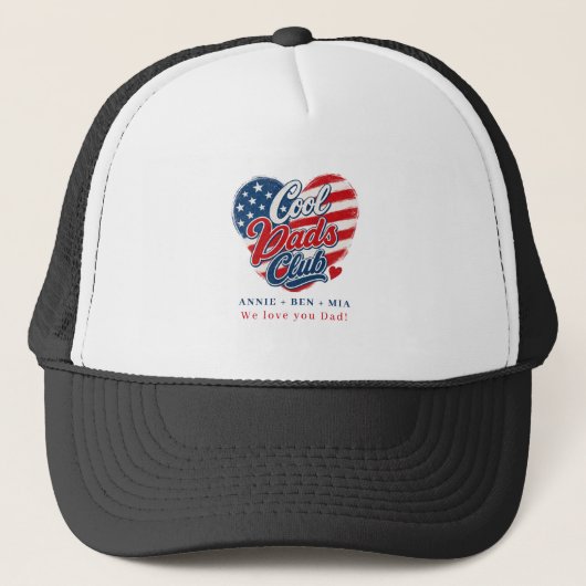 Aangepaste "Cool Dads Club" Hart Patriottisch Trucker Pet (Voorkant)