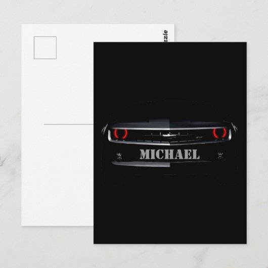 Aangepaste Cool zwarte Chevy Camaro Uw naam Briefkaart (Voorkant / Achterkant)