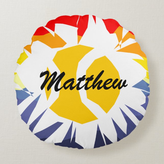 Aangepaste, coole tennisbal met gepersonaliseerde  rond kussen (Voorkant)