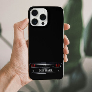 Aangepaste coole zwarte Chevy Camaro Jouw naam iPhone 15 Pro Max Case