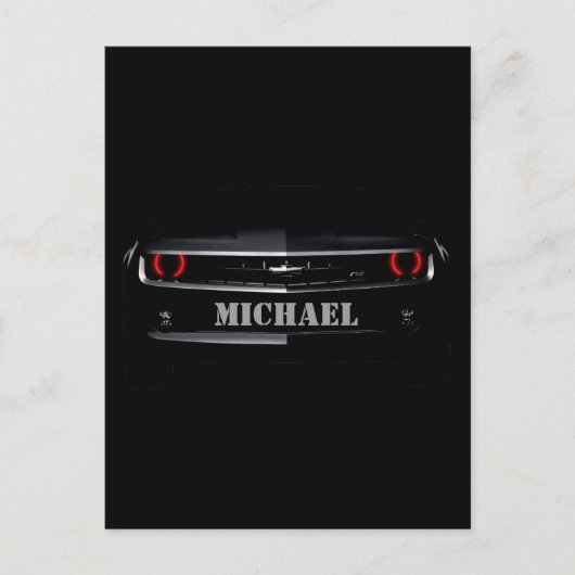 Aangepaste coole zwarte Chevy Camaro Uw naam Briefkaart (Voorkant)