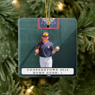 Aangepaste Cooperstown Foto Home Run Aandenken Keramisch Ornament