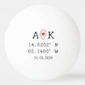 Aangepaste Coördinaten Eerste Date Valentijnsdag C Pingpongbal (Voorkant)
