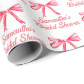 Aangepaste Coquette Blush Roze Bow Girly Vrijgezel Cadeaupapier (Rol Hoek)