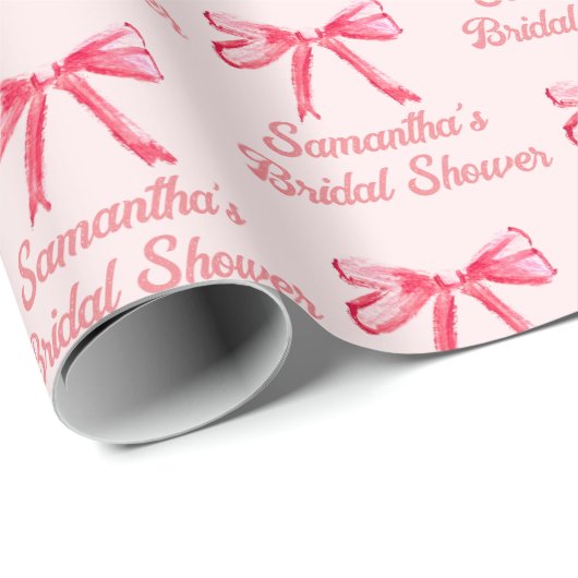 Aangepaste Coquette Blush Roze Strik Meisjesachtig Cadeaupapier (Rol Hoek)