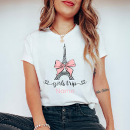 Aangepaste Coquette Meisjes Trip Roze Bow Eiffelto T-shirt