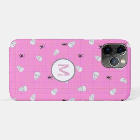 Aangepaste Coquette Roze Plaid Halloween Skulls Case-Mate iPhone Case (Achterkant (horizontaal))