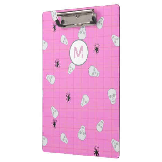 Aangepaste Coquette Roze Plaid Halloween Skulls Klembord (Links)
