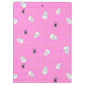 Aangepaste Coquette Roze Plaid Halloween Skulls Klembord (Achterkant)