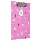 Aangepaste Coquette Roze Plaid Halloween Skulls Klembord (Rechts)
