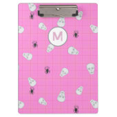 Aangepaste Coquette Roze Plaid Halloween Skulls Klembord (Voorkant)