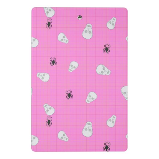Aangepaste Coquette Roze Plaid Halloween Skulls Mini Klembord (Achterkant)