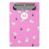 Aangepaste Coquette Roze Plaid Halloween Skulls Mini Klembord (Voorkant)