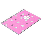 Aangepaste Coquette Roze Plaid Halloween Skulls Notitieboek (Linkerzijde)