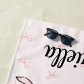 Aangepaste Coquette Roze Strik Persoonlijk Strandlaken (In situ)