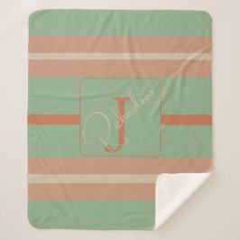 Aangepaste Coral Sage Streep Monogram Boho Pastel  Sherpa Deken