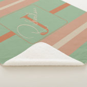 Aangepaste Coral Sage Streep Monogram Boho Pastel  Sherpa Deken (3/4)