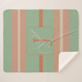 Aangepaste Coral Sage Streep Monogram Boho Pastel  Sherpa Deken (Voorkant (horizontaal))