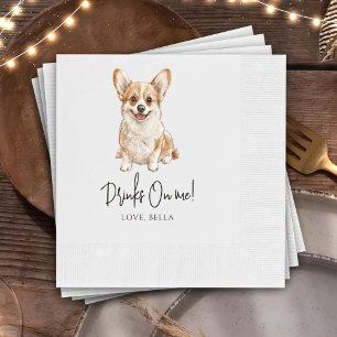 Aangepaste Corgi Art Pet Cocktail servetten bruilo
