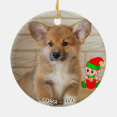 Aangepaste Corgi Dog-foto met Cute Elf Keramisch Ornament (Achterkant)