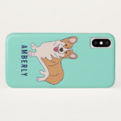 Aangepaste Corgi Dog Mint Green Case-Mate iPhone Case (Achterkant (horizontaal))