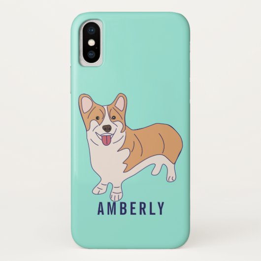 Aangepaste Corgi Dog Mint Green Case-Mate iPhone Case (Achterkant)