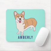 Aangepaste Corgi Dog Mint Green Muismat (Met muis)