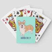 Aangepaste Corgi Dog Mint Green Pokerkaarten (Achterkant)