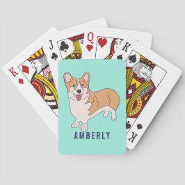 Aangepaste Corgi Dog Mint Green Pokerkaarten
