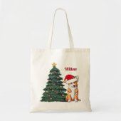Aangepaste Corgi-kerstboomhond in Santa Hat Tote Bag (Voorkant)