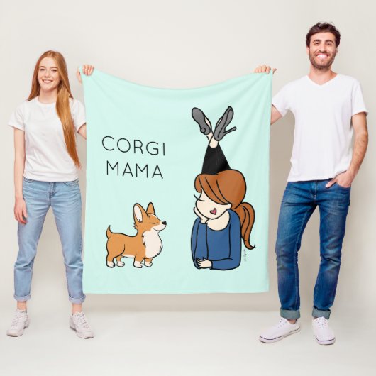 Aangepaste Corgi Mama Fleece Blanket (In situ)