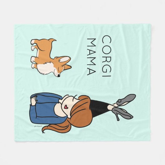 Aangepaste Corgi Mama Fleece Blanket (Voorkant (Horizontaal))