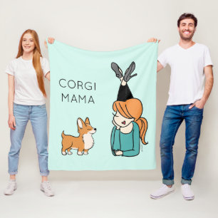 Aangepaste Corgi Mama Fleece Blanket Deken