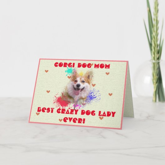Aangepaste Corgi Moeder Hond Beste Gekke Hond Dame Bedankkaart (Voorkant)