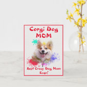 Aangepaste Corgi Moeder Hond Beste Gekke Hond Dame Kaart (Gele Bloem)