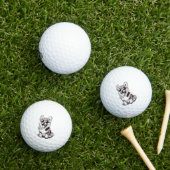 Aangepaste Corgi Puppy met Zonnebril | Schets Kuns Golfballen (Insitu Gras)