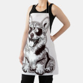 Aangepaste Corgi Puppy met Zonnebril | Schets Kuns Schort (Insitu)