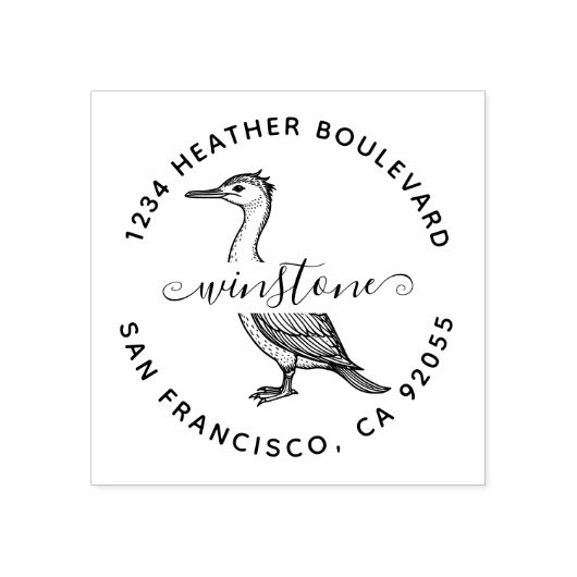 Aangepaste Cormorant Bird Retouradres Familienaam Rubberstempel (Afrduk)