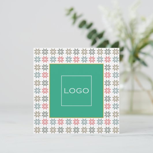 Aangepaste Corporate Logo Poinsettia Vakantie Kaart (Staand voorkant)