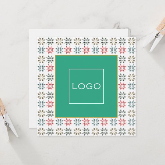 Aangepaste Corporate Logo Poinsettia Vakantie Kaart (Voorkant / Achterkant in situ)