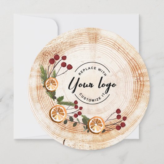 Aangepaste Corporate Logo Wood Tree Christmas Foli Feestdagenkaart (Voorkant)