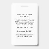 Aangepaste CorporateBadge Medewerker/Event ID met Badge (Achterkant)